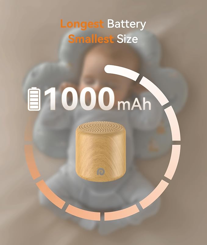 Dreamegg Sound Machine for Baby&Adults - Travel Sound Machine for Sleep, Features Powerful Battery, Egg-Sized, 16 Soothing Sounds, Timer, Sound Machine for Baby Adults Office Privacy Home Gift, Wood - Bloomnest
