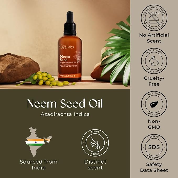 Gya Labs Neem Carrier Oil - 3.4 Fl Oz - for Hair, Skin, Face, Scalp & Body Massage - Bloomnest
