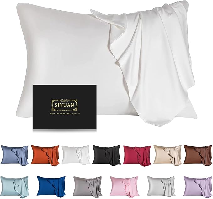 Mulberry Silk Pillowcase for Hair and Skin,King Size Cooling Silk Pillow Case with Hidden Zipper,Allergen Proof Dual Sides Soft Breathable Smooth Silk Pillow Cover for Women(King,White) - Bloomnest