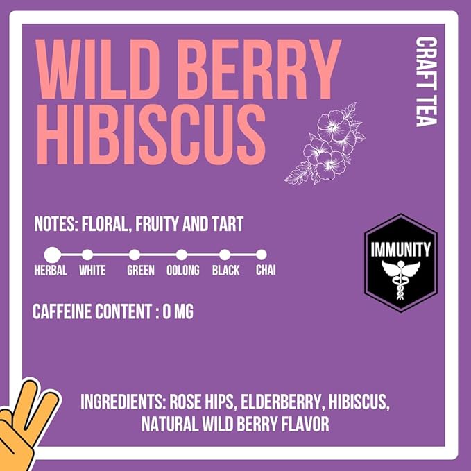 Revival Tea Company Wild Berry Hibiscus Tea - Herbal Tea Blend with Elderberry and Natural Wild Berry Flavor - Caffeine Free - 24 Tea Bags - Bloomnest