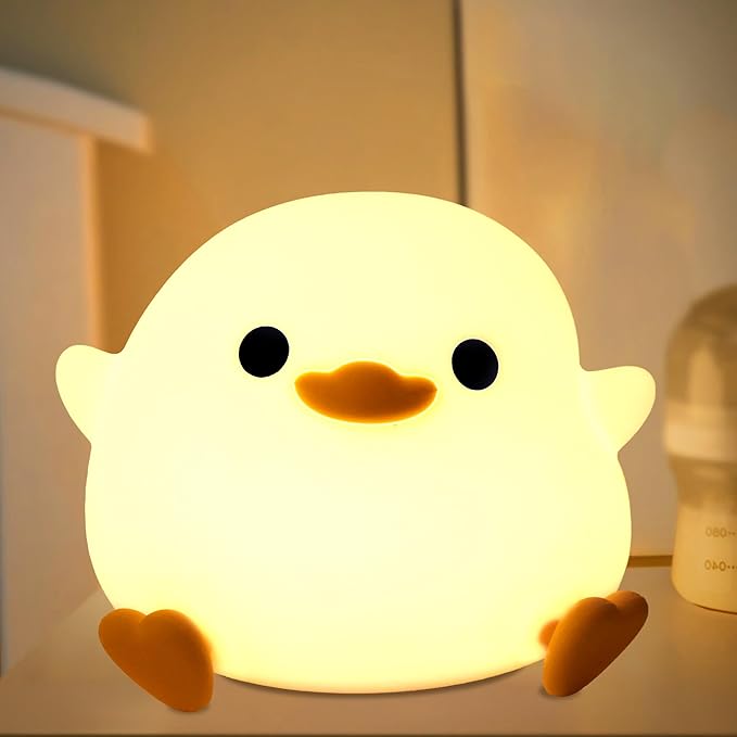 Attivolife DoDo Duck Night Light, Animal Silicone Nursery Lamp with Dimmable, Table Bedside Lamp with Timer for Bedroom, Kawaii LED Squishy Night Light Decor Gifts - Bloomnest