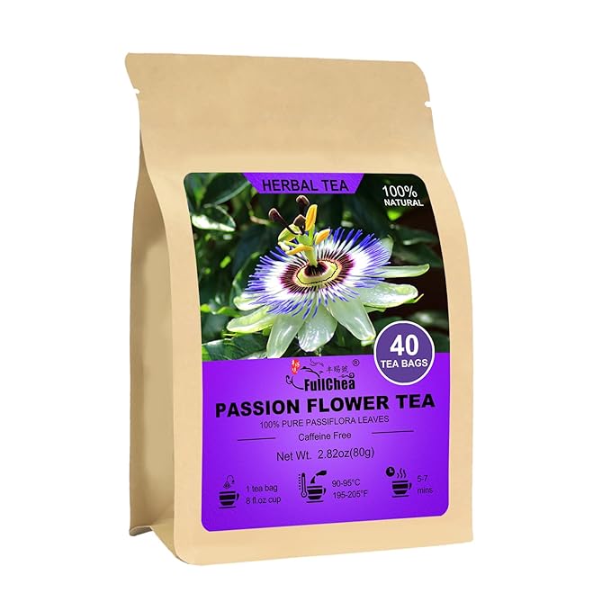 FullChea - Passion Flower Tea bags, 40 Teabags - Natural Passionflower Leaf Herbal Tea for Relaxation - Te De Pasiflora - Non-GMO - Caffeine-free - Support Better Sleep - Bloomnest