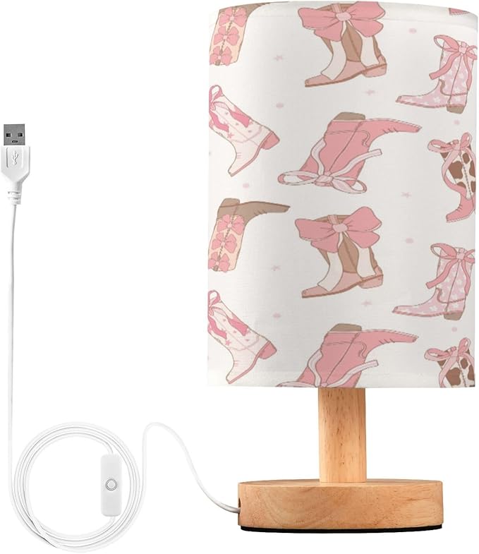 Western Cowgirl Boot LED Table Lamp with USB Port Night Light Bedroom Lamps for Nightstand Living Room Dorm Home Office Desk - Bloomnest