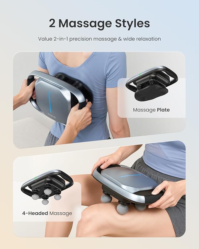 RENPHO Massage Gun Deep Tissue, Handheld Massager with Replaceable 4-Head and Plate, Muscle Percussion Massage Tool for Neck, Back, Leg, Gifts for Women Men, Quad - Bloomnest