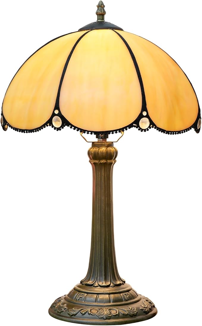 Tiffany Lamp Stained Glass lamp Bedside Table Lamps for Living Room Bedroom Dorm Kitchen Home Decor Festival Birthday Gift,12 inches Grilled Bend - Bloomnest