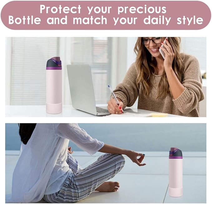 2PCS Silicone Water Bottle Boot, Compatible with Owala 24oz 32oz 40oz, Protective Anti-Scratch & Anti-Dent No Noise Sleeve Cover for FreeSip/Twist/Flip Water Bottles (Dreamy Field, 40oz) BKBY
