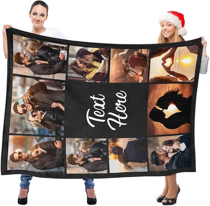 Custom Blanket Throws with Photos Text Personalized with Picture Customizable, Customize for Mom, Dad, Couple, Girlfriend, Boyfriend, Husband & Wife