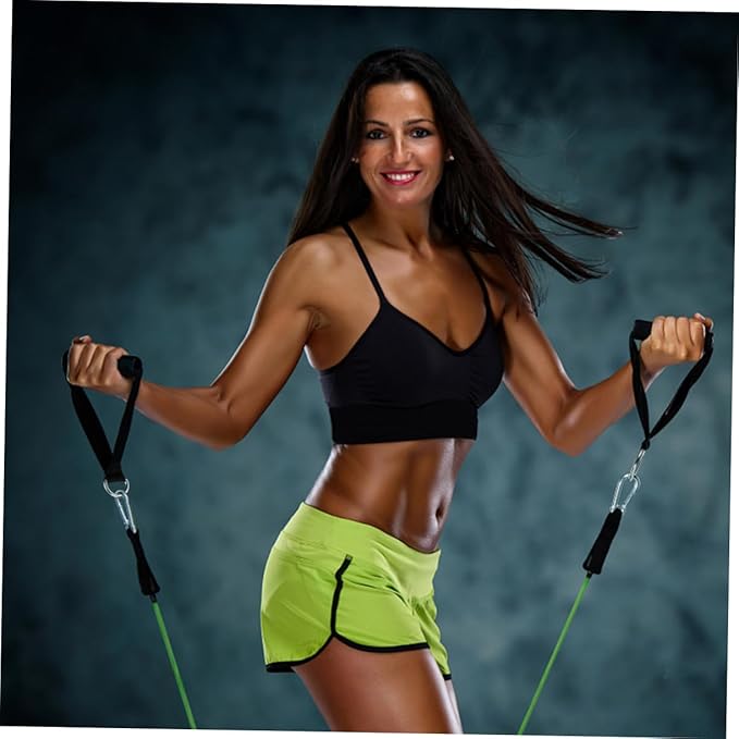Garneck 4pcs Resistance Band Handles Plastic D Ring Exercise Strap Foam Handle Band Fitness Equipment for Home Gym Overhead Strength Training Stretching Black - Bloomnest