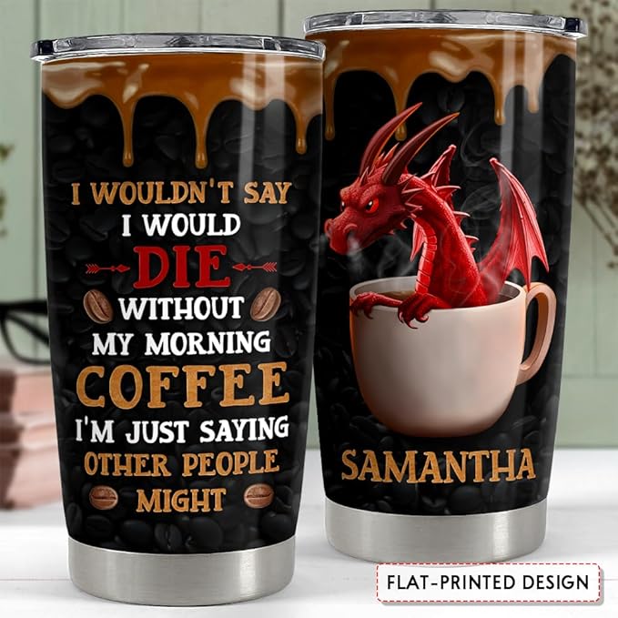 SANDJEST Personalized Dragon Tumbler Funny Dragon Coffee 20oz 30oz Tumblers with Lid Gift for Coffee Lovers Dragons Love Women Girl Friends Christmas Birthday - Bloomnest