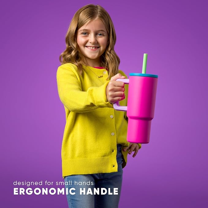 Simple Modern Kids 24 oz Tumbler with Handle and Silicone Straw Lid Spill Proof and Leak Resistant Reusable Stainless Steel Bottle Gift for Kids Boys Girls Trek Collection Almond Birch (Pack of 12) - Bloomnest