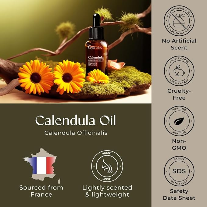 Gya Labs Calendula Carrier Oil - 1 Fl Oz - for Hair, Skin, Face, Scalp & Body Massage - Bloomnest