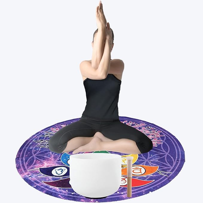 FMTY Perfect Pitch Crystal Singing Bowl 14 inch Washable Healing Bowl Cushion 52"Meditation Sound Bowl with Singing Bowls Mat for Relaxation, Yoga, Chakra Healing, Stress Relief (C Note, 14 inch) - Bloomnest