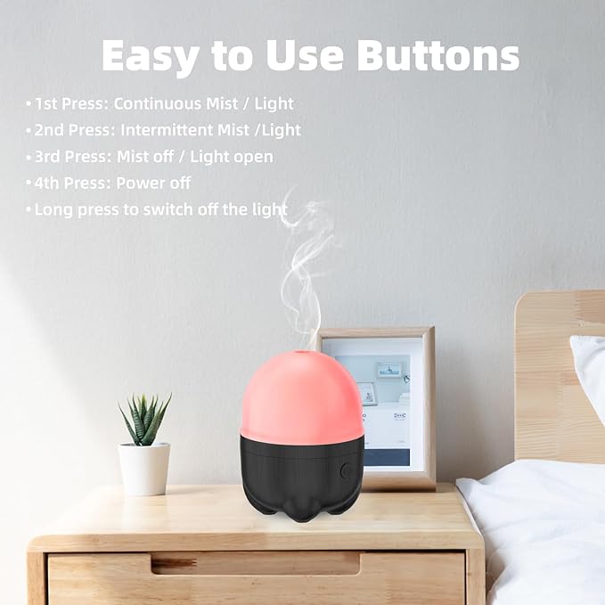 150ML Cordless Battery Operated Essential Oil Diffuser, Portable Rechargeable Diffuser with 7 LED Color ChangingLights （Dark Wood） - Bloomnest