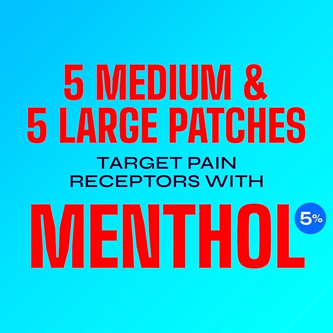Icy Hot Original Pain Relief Patch Variety Pack with 5% Cooling Menthol for Fast-Acting Muscle and Joint Pain Relief, 5 Medium and 5 Large Comfortable Fabric Patches, 10 Ct. - Bloomnest