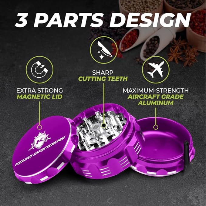 2.5 Inch Grinder Mills, Aluminum (Purple) - Bloomnest