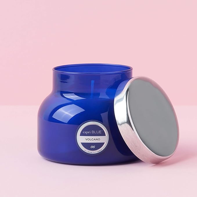 Capri Blue Volcano Scented Candles - Luxury Glass Jar Candles for Home Scented with Tropical Fruit & Sugared Citrus - Soy Wax Blend - Capri Blue Volcano - Blue Color (8 oz) - Bloomnest