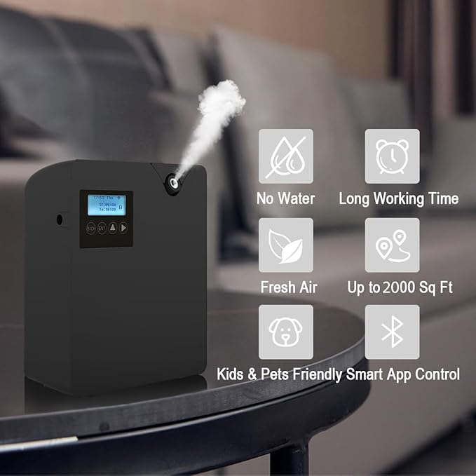 Smart Scent Air Machine for Home, Bluetooth & WiFi Hotel Scent Diffuser with Cold Air Tech, 300ML Waterless Essential Oil HVAC Scent Diffuser for Large Room, Office, Spa(Black) - Bloomnest