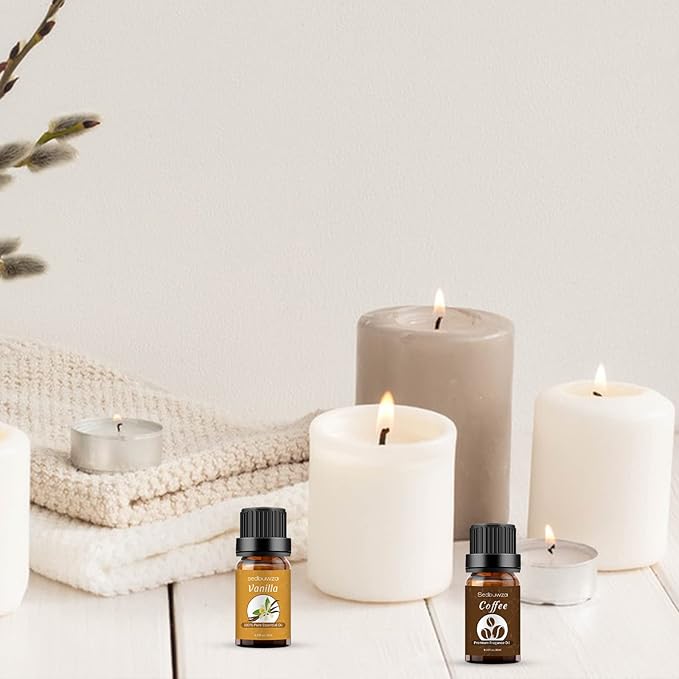 Sedbuwza Vanilla Coffee Essential Oil Set, Vanilla Fragrance Oil Coffee Scent Oil Set for Diffuser, Aromatherapy, Massage, Soap, Candle Making 2 x 10 ml Sedbuwza