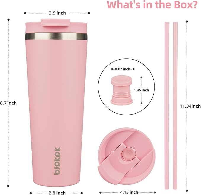 BJPKPK 26oz Tumbler With lid And Straw Stainless Steel Travel Coffee Mug Insulated Tumblers Cups,Light Pink - Bloomnest
