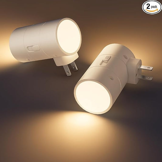 VOLISUN Night Lights Plug into Wall, Dimmable LED Nightlight with Dusk to Dawn Light Sensor, 0-100LM Adjustable Brightness, 3 Color Temperatures, Compact Size, 2 Pack for Hallway, Bathroom White - Bloomnest