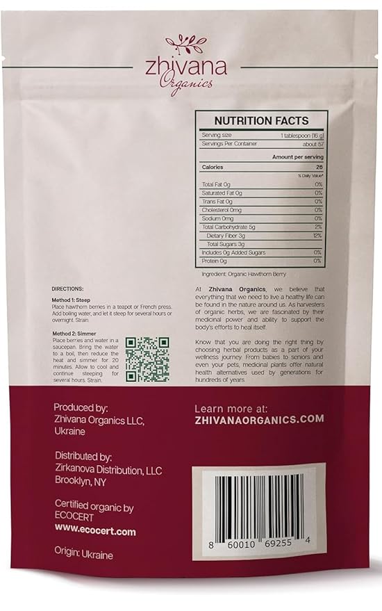 Hawthorn Berry Tea Organic (32oz.) - Hawthorne Berries for Herbal Tea, Tinctures, Recipes - Wild Crop - European Origin - Bloomnest