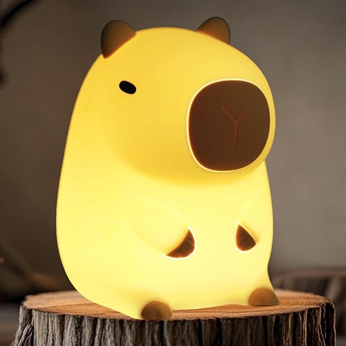 Cute Capybara Night Light, LED Squishy Novelty Animal Night Lamp,2 Levels Dimmable/Timer Nursery Nightlight for Kids, Rechargeable Touch Bedside Lamp, Bedroom/Dorm Decor, Baby Boys Girls Gifts - Bloomnest