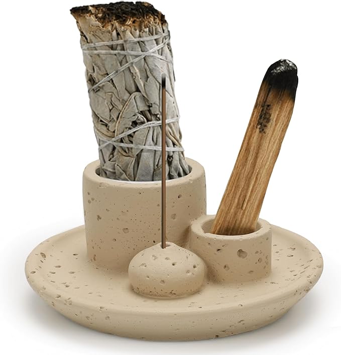 4 in 1 Incense Burner Holder, Palo Santo Holder, Sage Holder for Burning, Incense Holder for Incense Sticks, Candle, Fit for Meditation Yoga Home Decor - Bloomnest