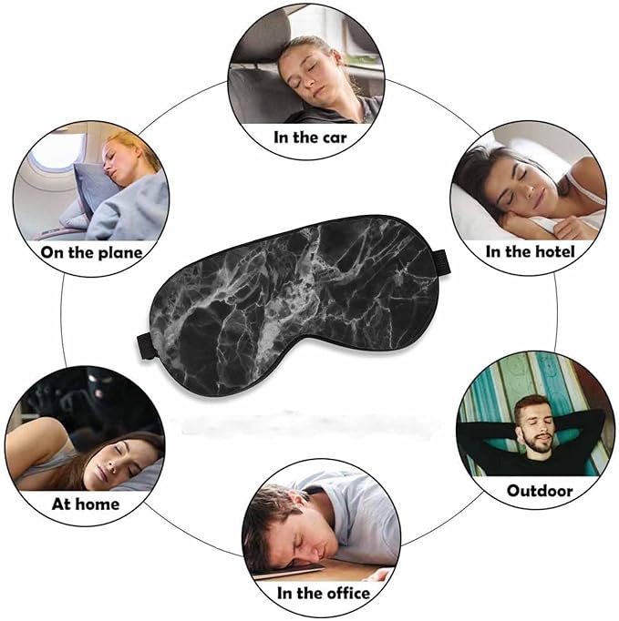Black Marble Sleep Eye Mask Abstract Grunge Liquid Men Women Sleep Mask with Adjustable Strap Eye Cover Eye Shade for Travel, Nap,Meditation - Bloomnest