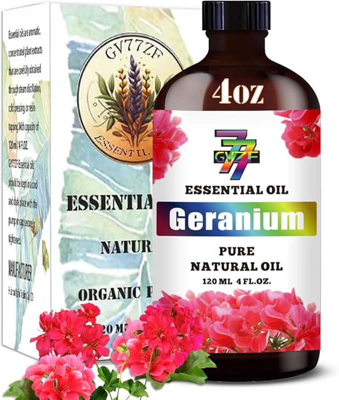 Geranium Essential Oil (4 oz/120 ml) — Geranium Oils for Aromatherapy, diffusers, humidifiers, Home fragrances, DIY Skincare, soap Making, DIY Candle, Relaxation, Yoga, and Meditation - Bloomnest