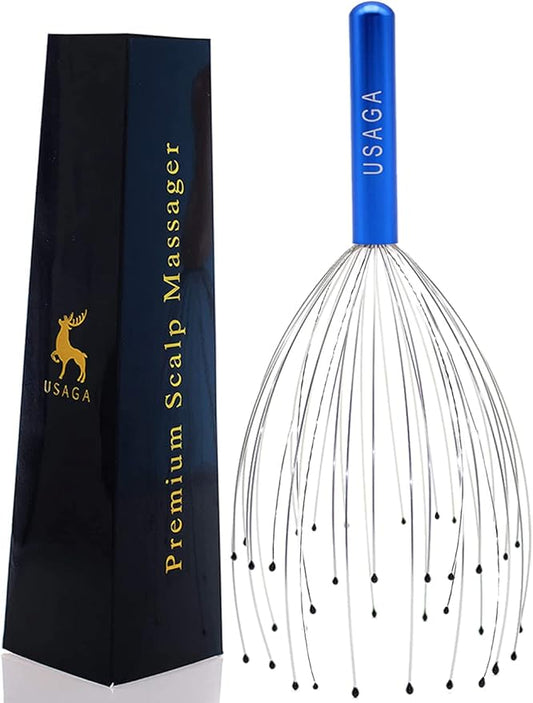 USAGA 36 Fingers Head Massager Scalp Massager Head Scratcher, Stocking Stuffers Gift for Scalp Body Relaxing (Blue) USAGA