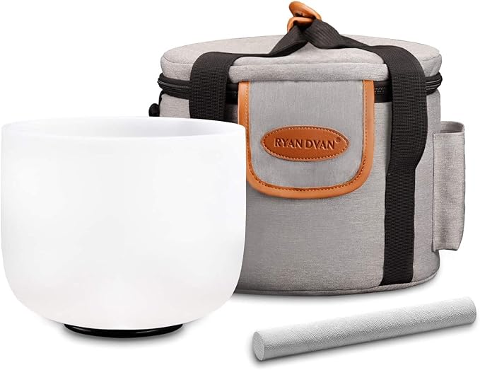 Ryan Dvan 12 Inch C Note Frosted Root Chakra Crystal Singing Bowl with Free Padded Carrying Case and Suede Striker & O-Ring RyanDvan