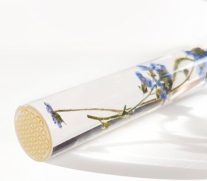 Singing Bowl Mallet Clear Acrylic Base Silicone Rubber Striker Mallet for Playing Quartz Crystal Singing Bowl with Bundle Pocket(Floral) - Bloomnest