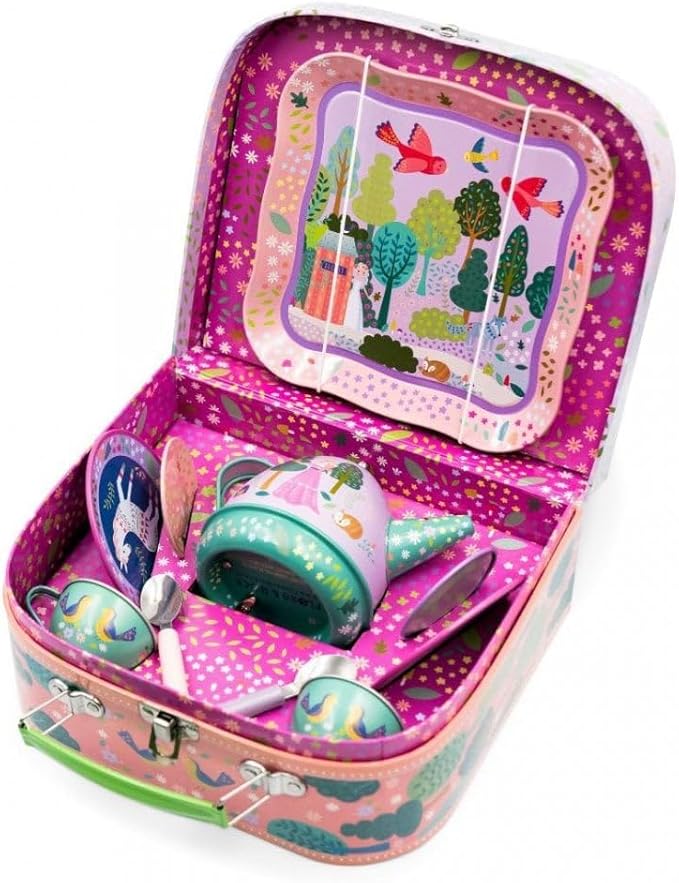 Floss & Rock Fairy Tale Musical Kids Tin Tea Set, 11 Piece, 6.8 Inch - Bloomnest