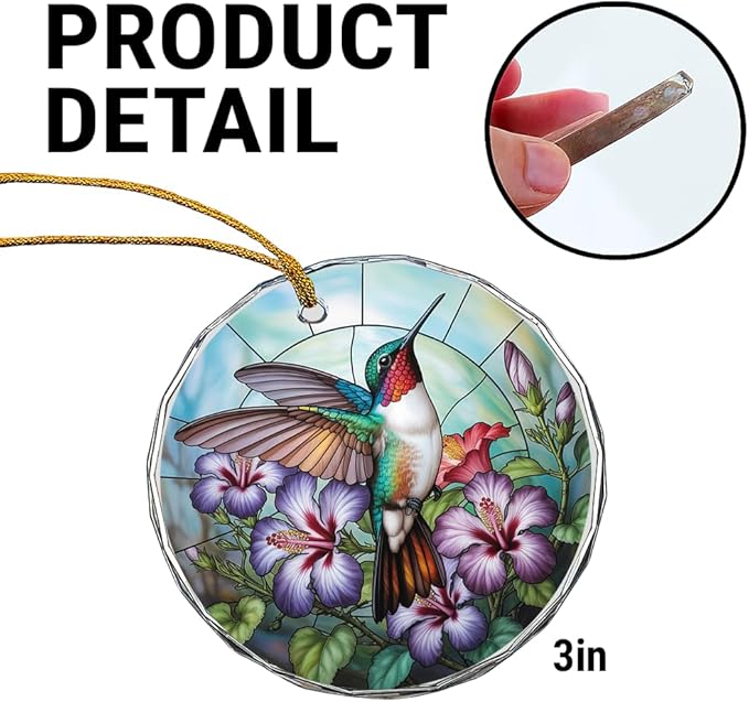 Hummingbird Glass Ornament – Handcrafted Hanging Decoration, Elegant Keepsake with Unique Hummingbird Design, for Home, Holiday Tree, or Special Occasion - Bloomnest