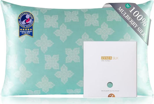 ZIMASILK 100% Pure Mulberry Silk Pillowcase for Hair and Skin Health, Soft and Smooth, Both Sides Premium Grade 6A Silk, 600 Thread Count, with Hidden Zipper, 1pc (Standard 20"x26", Mint Green) - Bloomnest