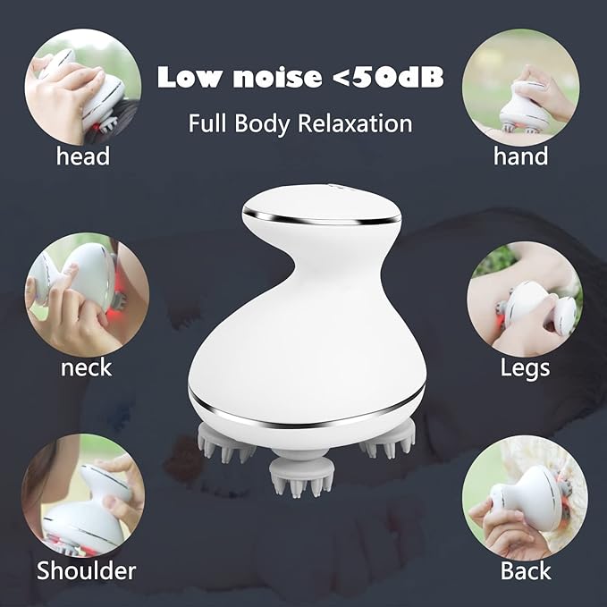 Electric Scalp Massager with red Light Therapy,Waterproof Head Massager with 108 nodes,4 Modes,Wireless Charging to Relieve deep Tissue Pressure mxm2mxm---Letlifebekindtohealthletlifeflourishandimprove