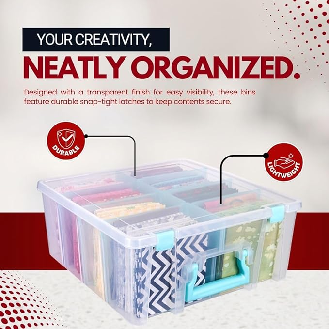 ArtBin 6990SA Super Satchel Double Deep Compartment Box - Art Storage with 8 Removable Compartments, Smart Closure for Craft Supplies (Clear & Aqua- Pack of 1) - Bloomnest