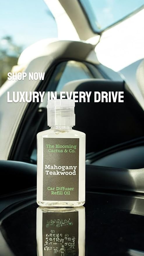 Car Air Freshener Hanging, Essential Oil Diffuser for Cars 1 OZ, Cute Car Accessories, C ar Air Freshener Refill, Long-Lasting Fragrance Refill, Car Diffuser Refill Made in USA | Mahogany Teakwood - Bloomnest