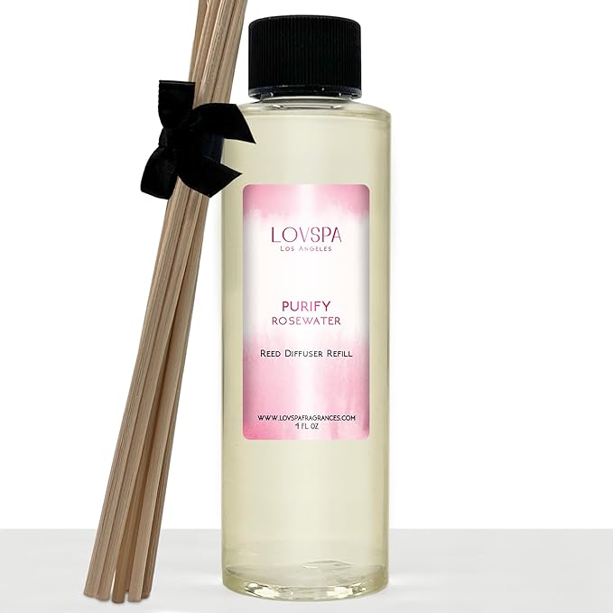 LOVSPA PURIFY Rosewater Diffuser Oil - Luxury Essential Oils for Diffuser Refill & Air Freshener Room Spray - Long-Lasting & Natural Home Fragrance, Scented Oil for Diffusers, USA Made, 4oz - Bloomnest
