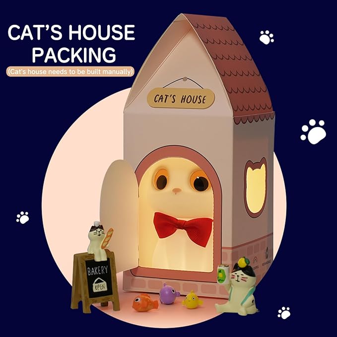 Kitty Cat Night Light for Kids, Cute Cat Lamp Portable Silicone Animal Nightlight Rechargeable Nursery Light for Baby Toddler Room, Kawaii Gifts for Boys Girls - Bloomnest