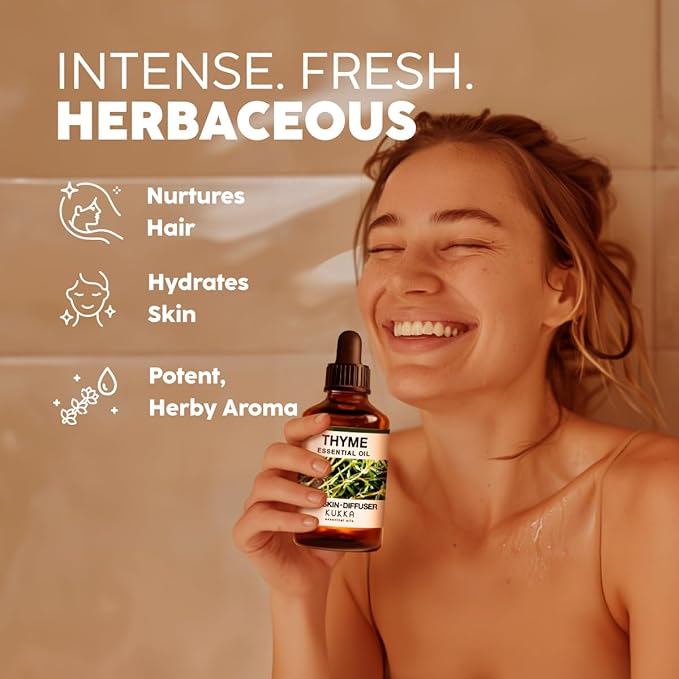 KUKKA Thyme Essential Oils - 4 Fl Oz - for Hair, Skin, Diffuser, Aromatherapy & DIY Soap Making Scent - Bloomnest