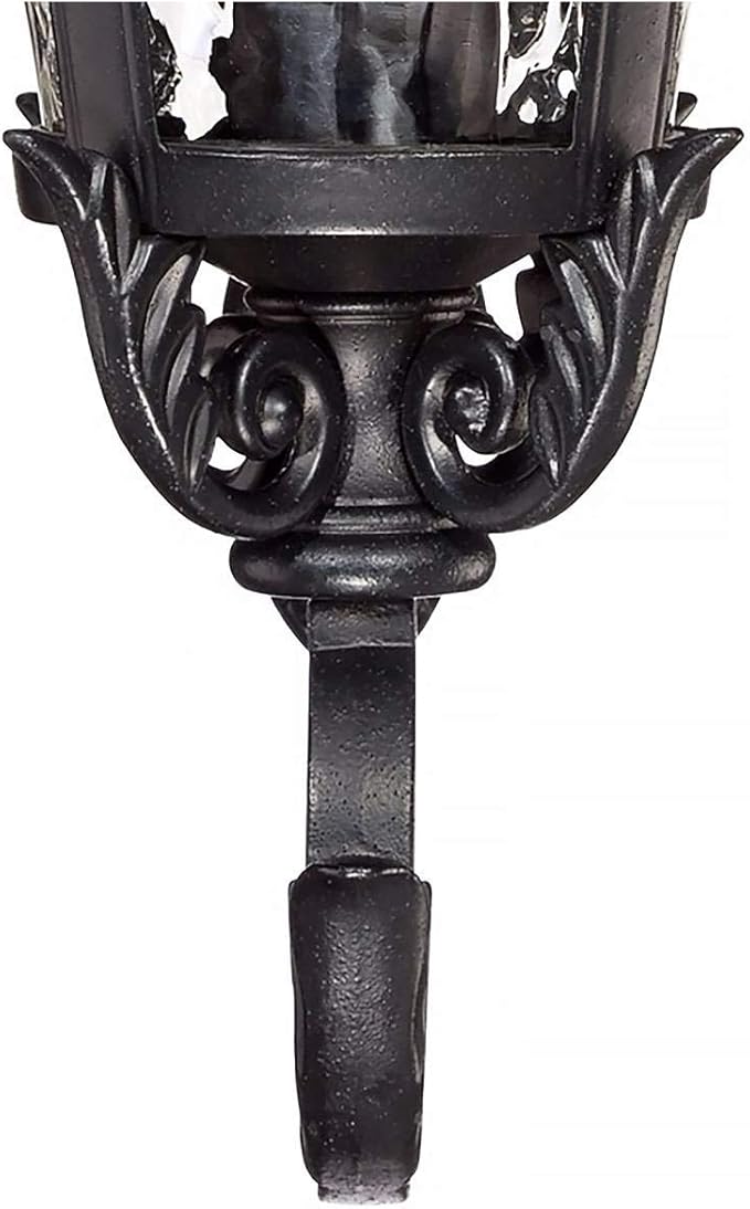 John Timberland Marseille Traditional Outdoor Wall Light Fixture Black Steel Scroll 19" Clear Hammered Glass Downbridge Arm for Exterior House Porch Patio Outside Deck Garage Front Door Home - Bloomnest