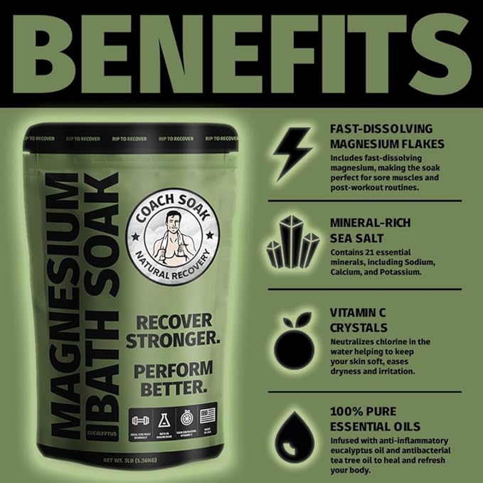 Magnesium Bath Soak I Coach Soak Post-Workout Muscle Recovery - Bloomnest