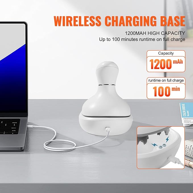 VEVOR Electric Scalp Massager, Rechargeable Head Massager Hair Growth, IPX7 Waterproof | Portable Kneading Scalp Scratcher with 8 Removable Massage Head for Stress Relief, Deep Clean, Gift for Mom/Dad VEVOR