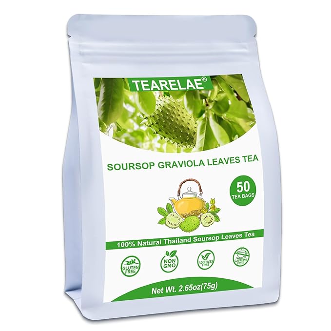 TEARELAE - Soursop Leaves Tea - 1.5g x 50 Count - 100% Pure Soursop Graviola Leaves Tea Bag - Country of Origin Thailand - Support Digestion & Rich In Nutrients - Bloomnest