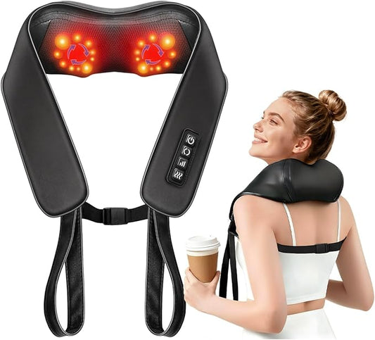 TISSCARE Neck Massager for Pain Relief Deep Tissue with 2 Heat Levels, Hands-Free Shiatsu Kneading Back Massager for Shoulder & Whole Body, Plug-in for Home Office Car, Ideal Gift for Women Men - Bloomnest