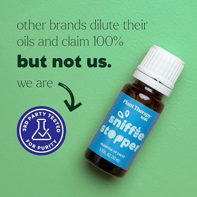 Plant Therapy Kids Sniffle Stopper Essential Oil Blend, 10 mL (1/3 oz), Respiratory Support Essential Oil Blend, Helps Clear Congestion, 100% Pure, Undiluted - Bloomnest
