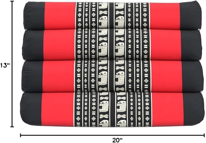 Leewadee Triangle Cushion – Comfortable Backrest for TV or Reading, Incline Pillow for Relaxing Made of Kapok, 20 x 13 x 13 inches, Black Red - Bloomnest