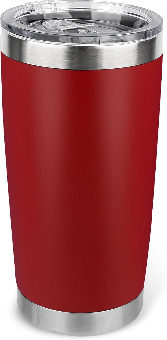 20oz Stainless Steel Tumbler with Lid, Travel Mug - Double Wall Vacuum Powder Coated Cup - Red, 1 Pack - Bloomnest