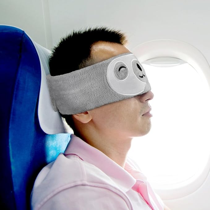 Cute Animal Sleeping Mask Sleep Mask, Funny Sloth Soft Plush Eye Mask with Adjustable Headband for Travel Nap Blindfold Eye Cover Eyeshade for Adult Kids Men Women - Sloth - Bloomnest